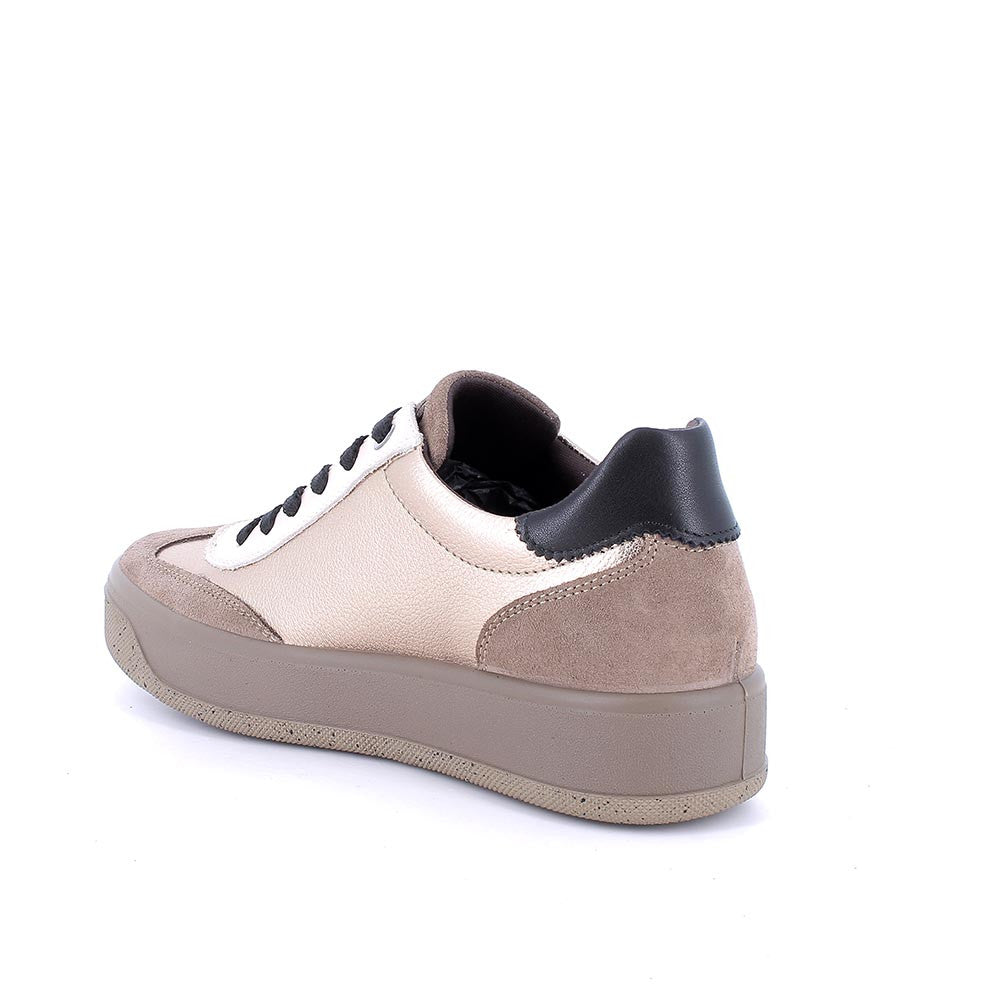 Sneakers da donna platino e beige con lacci